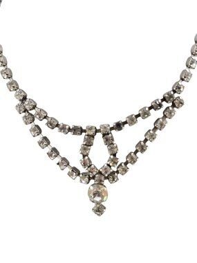 Vintage Rhinestone Triangle Drop Necklace (A9158)